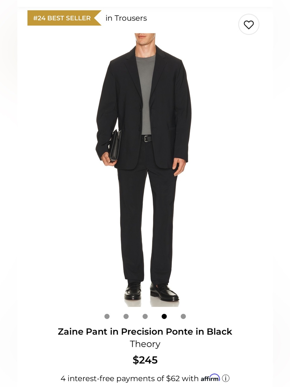 Mens Theory Zaine Pant precision point size 31 black slacks trousers
